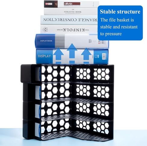 M&G Magazine File Holder Desktop Organizer, 4 Compartments Plastic File Holder Book Organizer with Extra Pen Holder Storage, Document Cabinet Rack Storage for Shool Office Home (Black) in Saudi Arabia