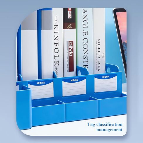 M&G Magazine File Holder Desktop Organizer, 4 Compartments Plastic File Holder Book Organizer with Extra Pen Holder Storage, Document Cabinet Rack Storage for Shool Office Home (Black) in Saudi Arabia
