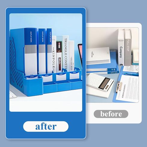 M&G Magazine File Holder Desktop Organizer, 4 Compartments Plastic File Holder Book Organizer with Extra Pen Holder Storage, Document Cabinet Rack Storage for Shool Office Home (Black) in Saudi Arabia