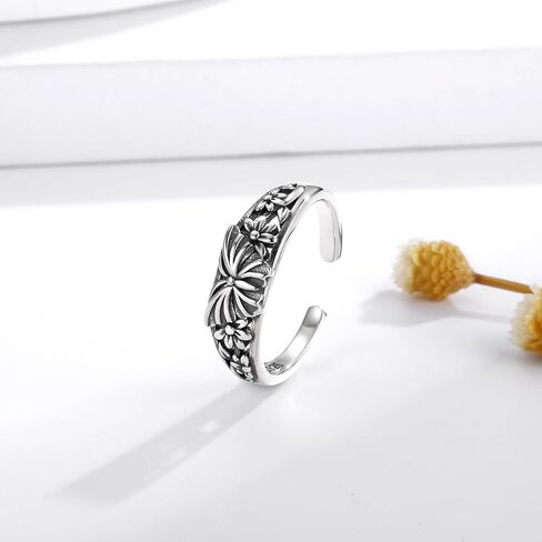 925 Sterling Silver Butterfly Toe Ring Adjustable Boho Flower Ring Summer Jewelry for Women in Saudi Arabia