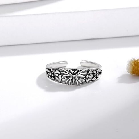 925 Sterling Silver Butterfly Toe Ring Adjustable Boho Flower Ring Summer Jewelry for Women in Saudi Arabia