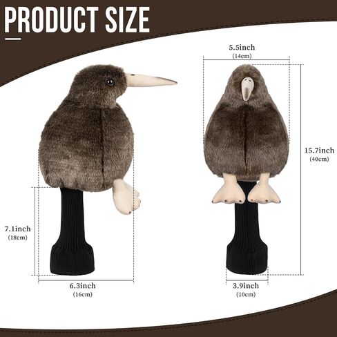 Kiwi Brown Soft Golf Club Driver Headcover Hybrid Head Covers in Saudi Arabia