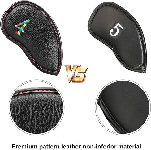 أغطية رأس حديد الجولف 11 قطعة من جلد البولي يوريثان السميك الناعم وخفيف الوزن بألوان قوس قزح وتطريز الحواف بشكل وثيق وواقي مقاوم للماء ومتين يناسب معظم العلامات التجارية (4-9 Pw Aw Sw Lw X) العدد in Kuwait