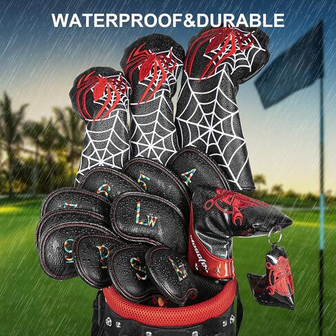 أغطية رأس حديد الجولف 11 قطعة من جلد البولي يوريثان السميك الناعم وخفيف الوزن بألوان قوس قزح وتطريز الحواف بشكل وثيق وواقي مقاوم للماء ومتين يناسب معظم العلامات التجارية (4-9 Pw Aw Sw Lw X) العدد in Kuwait