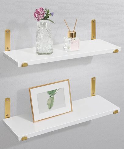 Afuly Floating Shelves for Wall, 24 inch White Wall Shelf for Bathroom Living Room Bedroom, Wall Mounted Bathroom Shelf Organizer Over Toilet Storage Shelf Modern Decor in Saudi Arabia