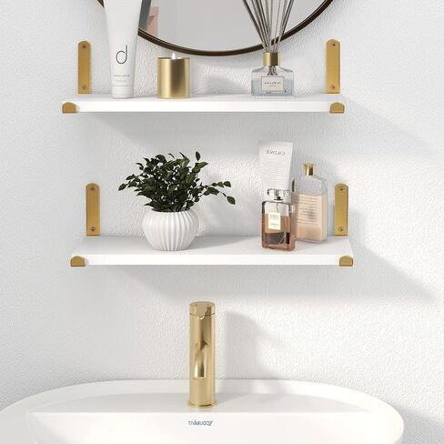 Afuly Floating Shelves for Wall, 24 inch White Wall Shelf for Bathroom Living Room Bedroom, Wall Mounted Bathroom Shelf Organizer Over Toilet Storage Shelf Modern Decor in Saudi Arabia
