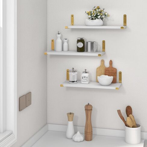 Afuly Floating Shelves for Wall, 24 inch White Wall Shelf for Bathroom Living Room Bedroom, Wall Mounted Bathroom Shelf Organizer Over Toilet Storage Shelf Modern Decor in Saudi Arabia