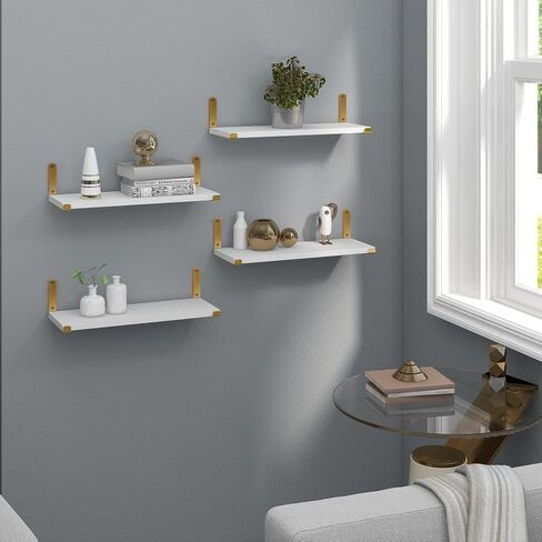 Afuly Floating Shelves for Wall, 24 inch White Wall Shelf for Bathroom Living Room Bedroom, Wall Mounted Bathroom Shelf Organizer Over Toilet Storage Shelf Modern Decor in Saudi Arabia