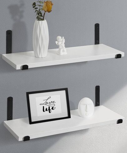 Afuly Floating Shelves for Wall, 24 inch White Wall Shelf for Bathroom Living Room Bedroom, Wall Mounted Bathroom Shelf Organizer Over Toilet Storage Shelf Modern Decor in Saudi Arabia