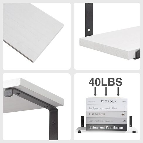 Afuly Floating Shelves for Wall, 24 inch White Wall Shelf for Bathroom Living Room Bedroom, Wall Mounted Bathroom Shelf Organizer Over Toilet Storage Shelf Modern Decor in Saudi Arabia