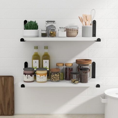 Afuly Floating Shelves for Wall, 24 inch White Wall Shelf for Bathroom Living Room Bedroom, Wall Mounted Bathroom Shelf Organizer Over Toilet Storage Shelf Modern Decor in Saudi Arabia