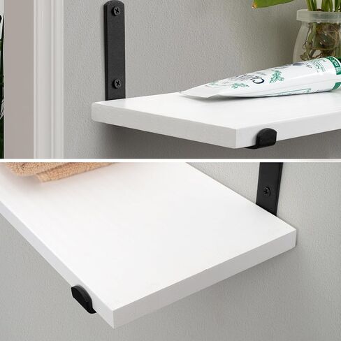 أرفف حائط بيضاء من Afuly، أرفف عائمة للحمام، أرفف لديكور تخزين الحائط، أرفف مثبتة على الحائط لغرفة نوم الحمام وغرفة المعيشة، أرفف كتب عائمة للجدار الأسود، مجموعة من 2 in Kuwait