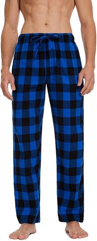 Lavenderi Men’s Soft Woven Cotton Pajama Pants, Long Pajama Bottoms with Drawstring and Pockets in Saudi Arabia