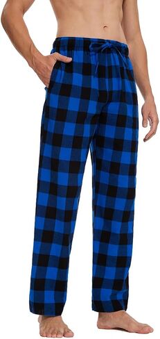 Lavenderi Men’s Soft Woven Cotton Pajama Pants, Long Pajama Bottoms with Drawstring and Pockets in Saudi Arabia