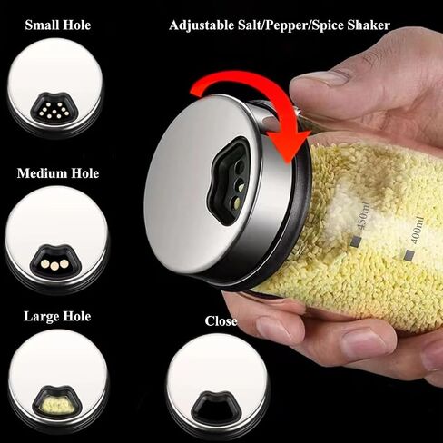 7 oz Salt and Pepper Shaker Set with 304 Stainless Cover Adjustable Outlet Holes Glass Spice Jars Dispenser Seasoning Cans for Kitchen Decor and Home Restaurant BBQ Camping Kitchen Accessories (2Pcs) in Kuwait