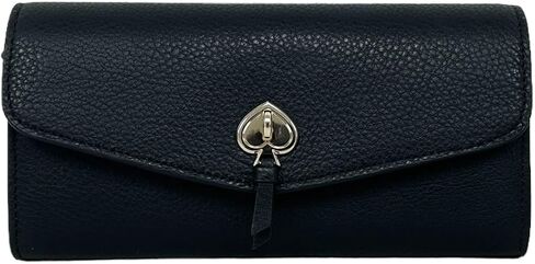 Kate Spade New York Marti Large Pebbled Leather Continental Flap Wallet Black in Kuwait