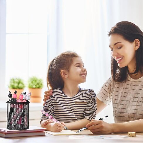 24 مجموعة من الأقلام البلاستيكية القابلة للخرز، أقلام خرز متنوعة، خرز متعدد الألوان، خرز علكة، خرز كريستالي، حبر أسود، مجموعة أقلام خرز للأطفال والنساء، هدايا مكتبية للمدرسة (أنيقة) in Saudi Arabia