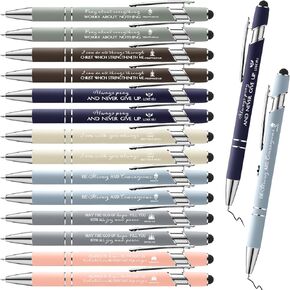 Fumete 42 Pcs Bible Verse Ballpoint Pens Christian Stylus Pens with Inspirational Quotes Bible Verse Gift Bulk for Touch Screens Women Men Church Favor Office Desk, Black Ink(Bright Color)