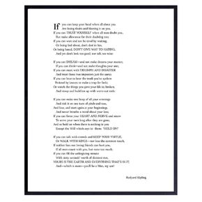 "If" by Rudyard Kipling - Unframed Wall Art Print - Perfect for Office and Home Decor - Makes a Great Affordable Gift - Inspirational and Motivational - Ready to Frame Photo (8X10)