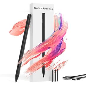 Stylus Pen for Microsoft Surface - Work for Surface Pro 9/8/ 7/6/ 5/4/ 3/ X, Surface Laptop/Studio/Book/Go, ASUS/DELL/HP, with Palm Rejection, Magnetic, Eraser & Right Click, 4096 Pressure