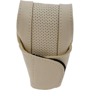Modengzhe Leather Gear Shift Knob Cover, Hoop and Loop Design Auto Car Shift Knob Protector, Beige