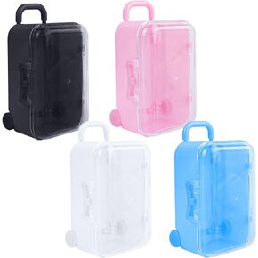 AUEAR, 4 Pack Mini Suitcase Box Luggage Travel Jewelry Candy Box Rolling Trolley Case Holder for Wedding Birthday