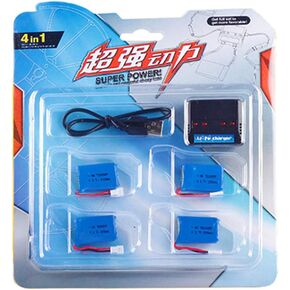 3.7V 200mAh 752025 25C Li-ion Rechargable Batteries with 4 in 1 1S Charger