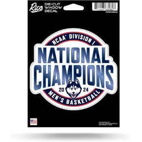 Rico Industries NCAA Connecticut Huskies - UCONN 2024 Men's National Basketball Champions Medium Die Cut Decal