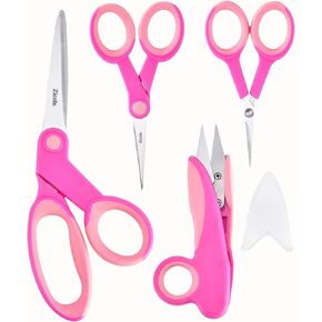 Premium Sewing Scissors Bundle, 8" Heavy Duty Fabric Scissors, 5" Detail Embroidery Scissors, 4" Small Selvedge Scissors, 5" Thread Snips, Tailoring, Dressmaking, Quilting, Arts&Craft Supplies