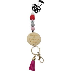 Cute Keychain Key Lanyard With 2 Pcs Card Holders For Women Teacher Employees,Beaded Personalized Lanyards