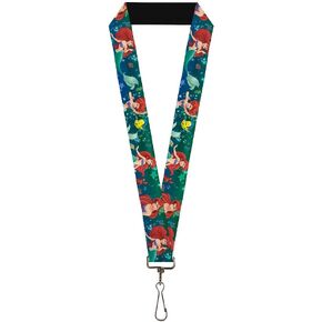Buckle Down Lanyard-1.0"-Ariel Poses W/flounder Green/Blue Fade