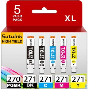 270XL 271XL PGI-270 CLI-271 Ink Replacement for Canon 270 271 XL Ink Cartridges use for PIXMA TS5020 TS6020 MG7720 MG6820 MG6821 MG5720 TS9020 MG5721 MG5722 MG6822 TS8020 Printer (5 Color Value Pack)