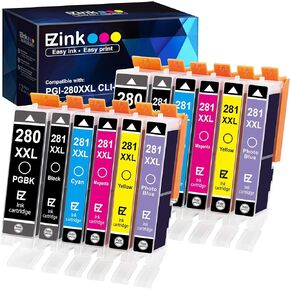 E-Z Ink Compatible Ink Cartridge Replacement for Canon PGI-280XXL CLI-281XXL PGI 280XXL CLI 281XXL to use with PIXMA TS9120 TS8120 TS8220 (PGBK, Black, Photo Blue, Cyan, Magenta, Yellow) 12 Pack