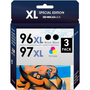 INKjetsclub Remanufactured Ink Cartridge Replacement for 3 Pack 96 XL & 97 XL Ink Cartridge Value Pack. Includes 96 XL Black & 97 XL Color Compatible Ink Cartridges