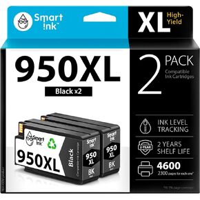 Smart Ink Compatible Ink Cartridge Replacement for HP 950XL 950 XL (Black, 2 Pack Combo) to use with OfficeJet Pro 8600 8610 8620 8600 Plus 8100 8625 8615 8630 8110 8616 8640 8660 251DW 271DW