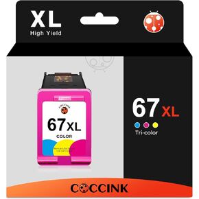 خرطوشة حبر COCCINK 67XL بديلة لـ HP Envy 6000 6458 6475 DeskJet 2700 2755e 2855e 4155e 6455e 6055e 6452e 4152e 4120e لطابعة HP 67 XL HP67 HP67XL عالية الإنتاجية (1 ثلاثية الألوان) in Kuwait