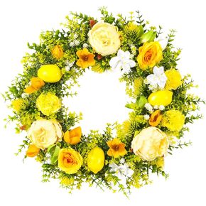 22'' Summer Wreath for Front Door, Elegance Peony Wreath with Lavender for Farmhouse Porch Decoration, Floral Flowers Front Door Wreath for Home Decor