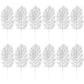Cabilock 12pcs Christmas Glitter Leaves 16.5" Artificial Sparkle Leaf Christmas Tree Leaves Ornament Sprays Glitter Leaf Christmas Garland Flashing Picks for Vase Filler Xmas Wedding Decoration (Gold)