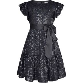 GRACE KARIN Girls Party Dress Sequin Formal Fancy Birthday Dress for Girls Prom Ruffle Midi Dress 5-14Years