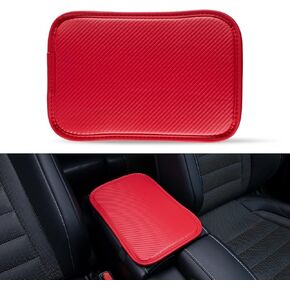 Car Center Console Armrest Cover, Carbon Fiber Pu Leather Armrest Protection Box Interior Accessories, Memory Foam Automotive Waterproof Arm Rest Cushion for Most Vehicle, SUV, Truck (Black)