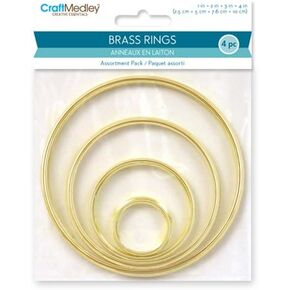 Craft Medley WR099 3 Piece Assorted Brass Rings, 2"/3"/4"
