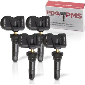 PDQ TPMS 315 MHZ Tire Pressure Sensor 4 Pack Metal Stem for Toyota Lexus Scion Direct Replacement for OE Part # 42607-0C091 | 42607-0C101