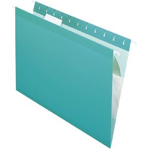 Pendaflex Reinforced Hanging File Folders, Letter Size, Aqua, 1/5 Cut, 25/BX (4152 1/5 AQU)