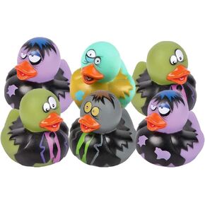 Halloween Zombie Rubber Duck Toy Duckies for Kids, Bath, Birthday Baby Showers Summer Beach and Pool Activity, 2" (6-Pack)
