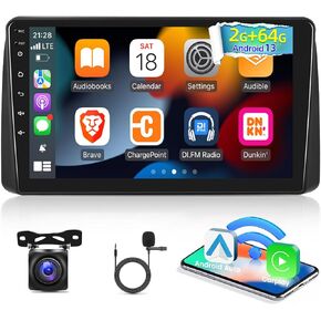 [2G+64G] Car Radio for Dodge Grand Caravan 2011-2020 / for Chrysler Town & Country 2012-2016, 9 inch Android Touch Screen Stereo, Carplay/Android Auto/EQ Audio/Wi-Fi/1080P/SWC/Bluetooth