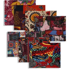 Indian Fabric,7 PCS Ethnic Cotton Linen Fabric,50 x 40cm/ 20 x 16 Inches Vintage Fat Quarters Fabric Bundles Sewing Fabric Squares for Quilting Sewing Patchwork Clothes DIY Crafts Home Decor