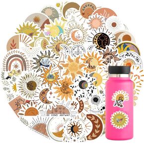 100 PCS The Sun and Moon Planet Stickers Astronomy Celestial Decals for Laptop Scrapbook Water Bottle Phone Notebooks Diary(Black)