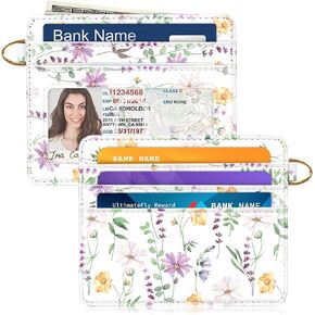 Slim Minimalist Front Pocket RFID Blocking Credit Card Holder Small Wallet Cute Card Cases for Women,White Daisy