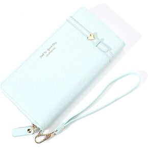 JIUFENG Women Long RFID Blocking Wallet Large Capacity Zipper Wristlet Purse Card Holder Cellphone Bag Fashion Clutches (Purple)