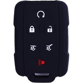 2Pcs WERFDSR Sillicone Key fob Skin Key Cover Remote Case Protector Shell for 2015 2016 Chevrolet Suburban Tahoe GMC Yukon Smart Remote Black